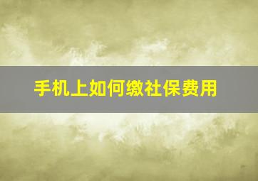 手机上如何缴社保费用