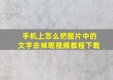 手机上怎么把图片中的文字去掉呢视频教程下载