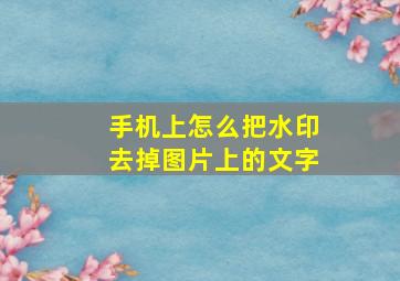 手机上怎么把水印去掉图片上的文字