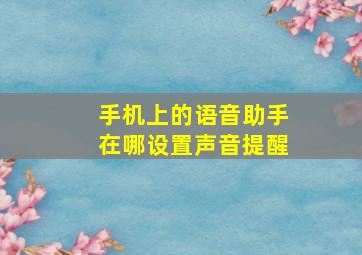 手机上的语音助手在哪设置声音提醒