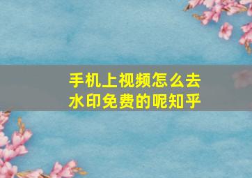 手机上视频怎么去水印免费的呢知乎