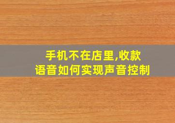 手机不在店里,收款语音如何实现声音控制