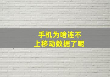 手机为啥连不上移动数据了呢