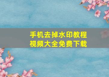 手机去掉水印教程视频大全免费下载