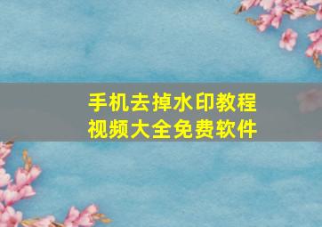 手机去掉水印教程视频大全免费软件