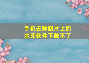 手机去除图片上的水印软件下载不了