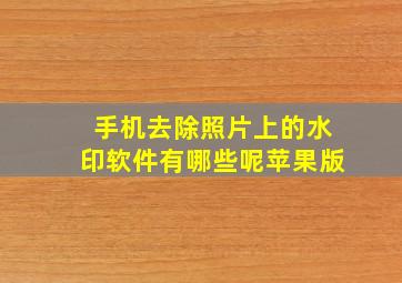 手机去除照片上的水印软件有哪些呢苹果版