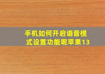 手机如何开启语音模式设置功能呢苹果13