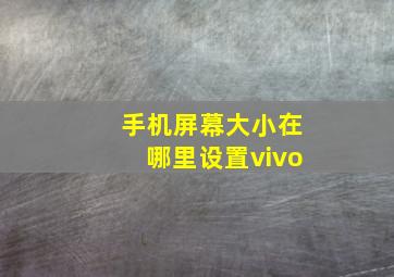 手机屏幕大小在哪里设置vivo