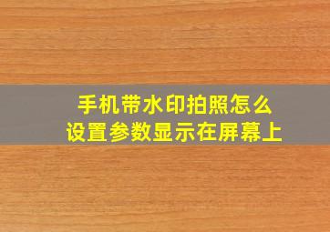 手机带水印拍照怎么设置参数显示在屏幕上