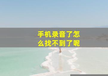 手机录音了怎么找不到了呢