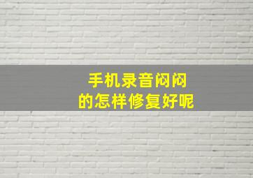 手机录音闷闷的怎样修复好呢