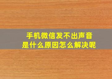 手机微信发不出声音是什么原因怎么解决呢