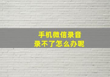 手机微信录音录不了怎么办呢