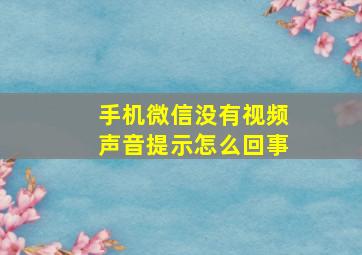 手机微信没有视频声音提示怎么回事