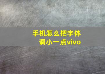 手机怎么把字体调小一点vivo