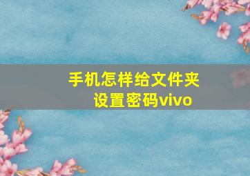 手机怎样给文件夹设置密码vivo