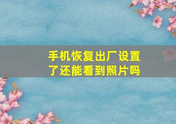 手机恢复出厂设置了还能看到照片吗