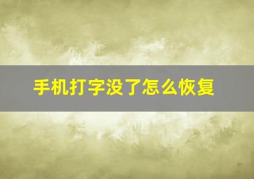 手机打字没了怎么恢复