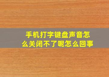 手机打字键盘声音怎么关闭不了呢怎么回事