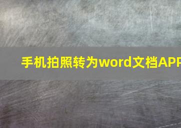 手机拍照转为word文档APP