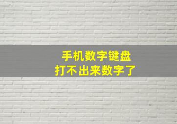 手机数字键盘打不出来数字了