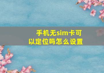 手机无sim卡可以定位吗怎么设置