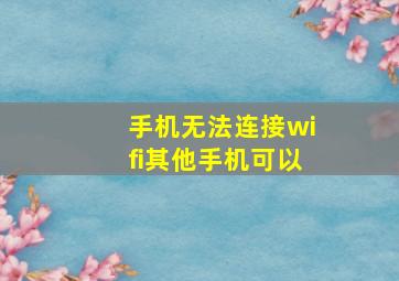 手机无法连接wifi其他手机可以