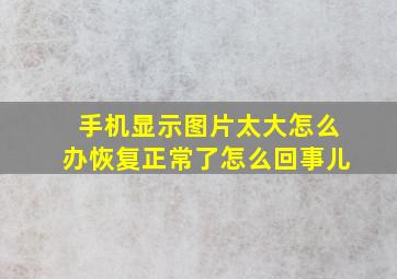 手机显示图片太大怎么办恢复正常了怎么回事儿