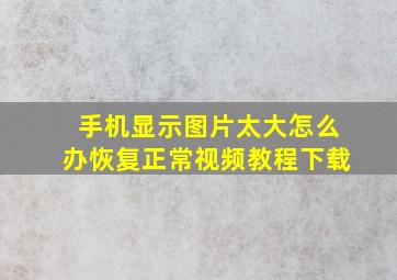 手机显示图片太大怎么办恢复正常视频教程下载