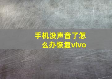 手机没声音了怎么办恢复vivo