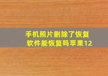 手机照片删除了恢复软件能恢复吗苹果12