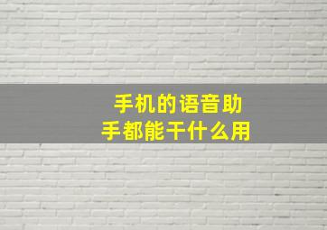 手机的语音助手都能干什么用