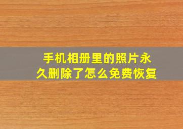 手机相册里的照片永久删除了怎么免费恢复