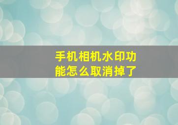 手机相机水印功能怎么取消掉了