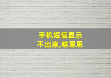 手机短信显示不出来,啥意思