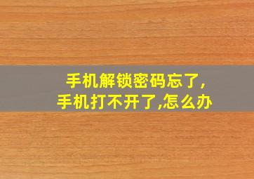 手机解锁密码忘了,手机打不开了,怎么办