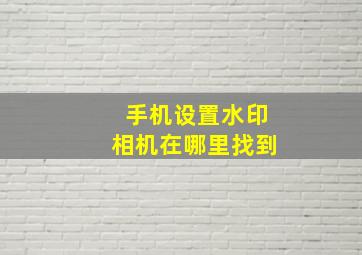 手机设置水印相机在哪里找到