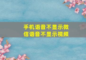 手机语音不显示微信语音不显示视频