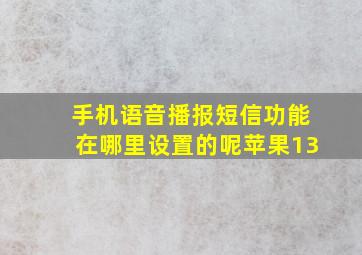 手机语音播报短信功能在哪里设置的呢苹果13