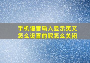 手机语音输入显示英文怎么设置的呢怎么关闭