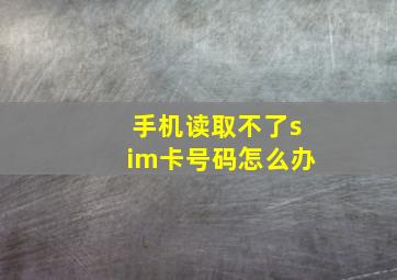 手机读取不了sim卡号码怎么办