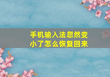 手机输入法忽然变小了怎么恢复回来