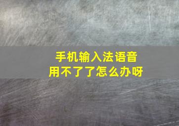 手机输入法语音用不了了怎么办呀