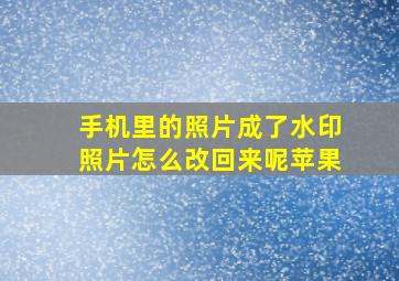 手机里的照片成了水印照片怎么改回来呢苹果