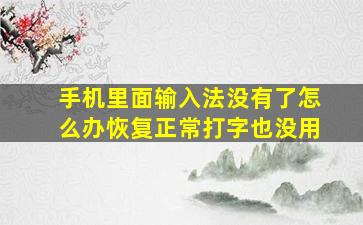 手机里面输入法没有了怎么办恢复正常打字也没用