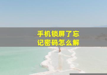 手机锁屏了忘记密码怎么解