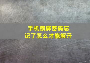 手机锁屏密码忘记了怎么才能解开