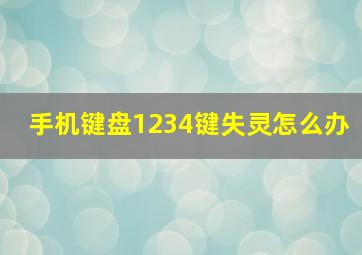 手机键盘1234键失灵怎么办