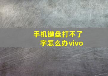 手机键盘打不了字怎么办vivo